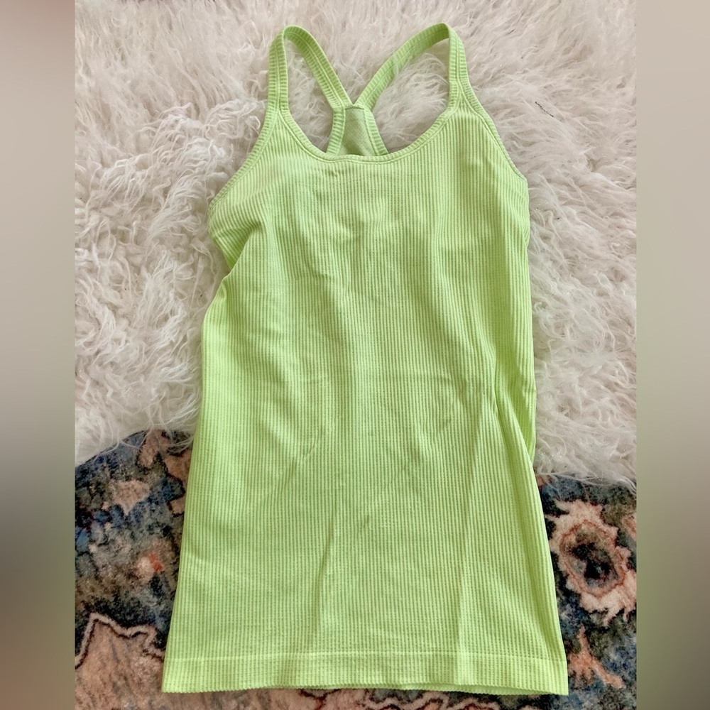 Lululemon Neon Green Ribbed Tank Top Sz Med